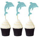 24̃LLu[htBJbvP[Lgbp[C̃e[}JbvP[LsbNxr[V[̒ap[eB[̑pĩpbN Suntop Crafts Pack of 24 Glitter Blue Dolphin Cupcake Toppers Sea Theme Cupcake Picks Baby Shower Birthday P