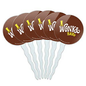グラフィックなど ウィリー ウォンカとチョコレート工場 ウォンカ バー ロゴ カップケーキ ピック トッパー デコレーション 6 個セット GRAPHICS MORE Willy Wonka and The Chocolate Factory Wonka Bar Logo Cupcake Picks Toppers Decoratio