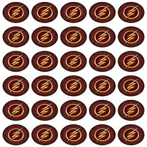 30 x 食用カップケーキトッパー – 食用ケーキデコレーションのフラッシュロゴパーティーコレクション|食用ウエハースシート 30 x Edible Cupcake Toppers – Flash Logo Party Collection of Edible Cake Decorations|Edible Wafer Sheet