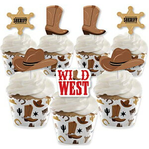 ビッグドットオブハピネスウエスタンホーダウン-カップケーキデコレーション-ワイルドウェストカウボーイパーティーカップケーキラッパーとトリートピックキット-24個セット Big Dot of Happiness Western Hoedown - Cupcake Decoration - Wild West Cowboy Pa