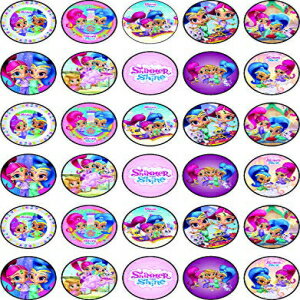 ᤭ȵơޤˤѥåץȥåѡ 30  ѥǥ졼Υ쥯 | ϡȤǥΡåȿ 30 x Edible Cupcake Toppers Themed of Shimmer and Shine Collection of Edible Cake Decorations | Un