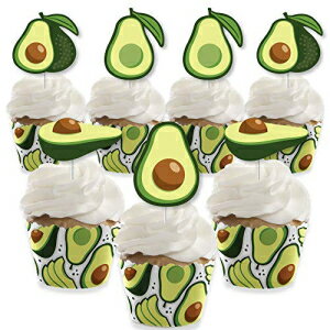 Big Dot of Happiness Hello Avocado – カップケーキデコレーション – フィエスタパーティーカップケーキラッパーとトリートピックキット – 24個セット Big Dot of Happiness Hello Avocado - Cupcake Decoration - Fiesta Party Cupcake Wrappe