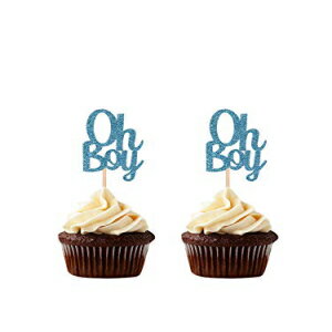 24CT֥롼åܡåץȥåѡ٥ӡѡƥǥ졼ԥå LightAParty 24 CT Blue Glitter Oh Boy Cupcake Toppers Baby Shower Birthday Party Decoration Picks