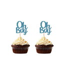 24CTu[Ob^[I[{[CJbvP[Lgbp[xr[V[ap[eB[fR[VsbN LightAParty 24 CT Blue Glitter Oh Boy Cupcake Toppers Baby Shower Birthday Party Decoration Picks