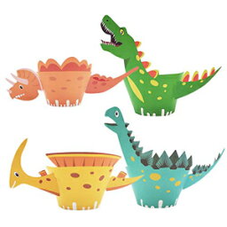 48Pcs Dinosaur Cupcake Wrappers Toppers,GOLF Little Dino Cupcake Toppers Cake Table Decorations Party Supplies for Boys Kids Birthday Party Decor Favors-Jurassic
