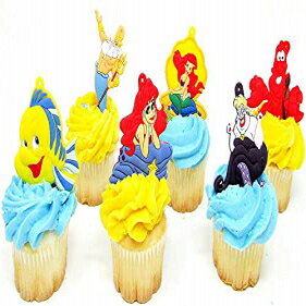 ꥨͧãե㡼ȥޡᥤɤΥСǡåץȥåѡ Birthday Celebrations Little Mermaid Birthday Cake CUPCAKE Topper Featuring Ariel and Friends