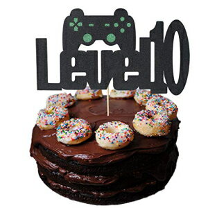レベルアップ 10 ビデオゲームケーキトッパー 10 番目のビデオゲームテーマの誕生日パーティーケーキデ..