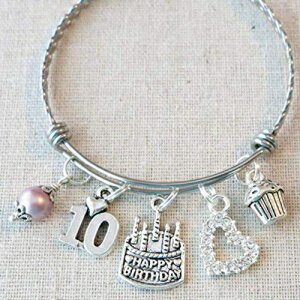 10΂̒ãuXbgA10΂̒ã`[uXbgÃ̖Mtg̃ACfAA10΂̒ãMtgA10΂̒ãoO Scrapheart Gifts 10th BIRTHDAY Bracelet, 10th Birthday Charm Bracelet, Granddaughter Daughter Gift Idea