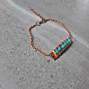 X[Xu[EFIp[10a΃C[bvRzɐX^C̃o[`F[uXbgƋ Curious Creations Smooth Blue Welo Opal October Birthstone Wire Wrapped Boho Style Bar Chain Bracelet Copper and Gold