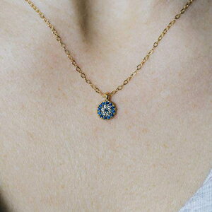 ̂߂̏ȃNX^׊y_gS[htBhlbNXWG[Mtg16C` Designed by Stacey Jewelry, LLC Tiny Crystal Evil Eye Pendant Gold Filled Necklace Jewelry Gift for Women 16 inches