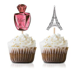 Paris カップケーキトッパーピック 24個パック 女の子の誕生日 ベビーシャワー 誕生日パーティーデコレーション MAGJUCHE Paris Cupcake Topper Picks, 24-Pack Girl Birthday Baby Shower Birthday Party Decorations