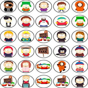 Natural Behaviour 30 x Edible Cupcake Toppers Themed of South Park Collection of Edible Cake Decorations | Uncut Edible on Wafer Sheet