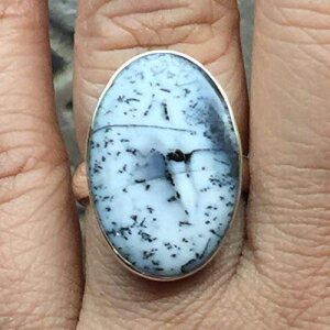 VRVA}925\bhX^[OVo[OTCY5.5 Natural Rocks by Kala Natural Russian Dendritic Agate 925 Solid Sterling Silver Ring Size 5.5