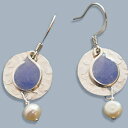 ̌yʃcj`j`\Ep[~fBAfB[XhbvVo[g[fBXNCOr[YbyBettina Handmade Lightweight Periwinkle Pearl Medium Womens Drop Silver Tone Disc Earrings Beads by Bettina