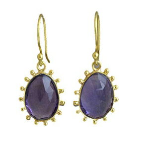 AWXgWFXg[S[hbLX^[OVo[COCO Amethyst Gemstone Gold Plated Sterling Silver Earrings Earwires