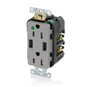 Leviton T5632-HGG 15アンプ病院グレードUSB充電器/改ざん防止デュプレックスレセプタクル、グレー Leviton T5632-HGG 15-Amp Hospital Grade USB Charger/Tamper-Resistant Duplex Receptacle, Gray