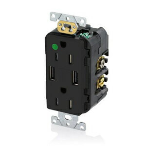 Leviton T5632-HGE 15アンプ病院グレードUSB充電器/改ざん防止デュプレックスレセプタクル、黒 Leviton T5632-HGE 15-Amp Hospital Grade USB Charger/Tamper-Resistant Duplex Receptacle, Black