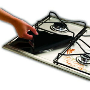 Cooks Innovations ubN mXeBbNo[i[Jo[ 4 pbN - ȒPɑ|łKXWveN^[ - tBbg悤Ƀjo[TJbg 4-Pack Cooks Innovations Black Non-Stick Burner Covers - Easy Clean Gas Range Protecto