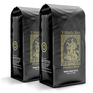 VALHALLA JAVA 全豆コーヒー 12 オンス 世界最強のコーヒー USDA 認定オーガニック フェアトレード アラビカ豆とロブスタ豆 (2 パック) VALHALLA JAVA Whole Bean Coffee 12 Oz. The World’s Strongest Coffee, USDA Certified Organic