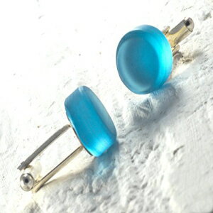 Glassoholics Blue Gin Bottle Cufflinks Made from Recycled Bombay Sapphire Bottle