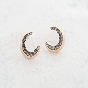 [YS[hbLNZg[X^bhsAX MJLuLu Rose Gold Plated Crescent Moon Stud Earrings