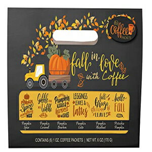 パンプキン スパイス コーヒー サンプラー 挽いたコーヒー ギフトセット 秋のコーヒー愛好家向け - 6 - 28.3g 個別包装コーヒー Paper and Presents Pumpkin Spice Coffee Sampler Ground Coffee Gift Set For Fall Coffee Lovers - 6- 1oz In