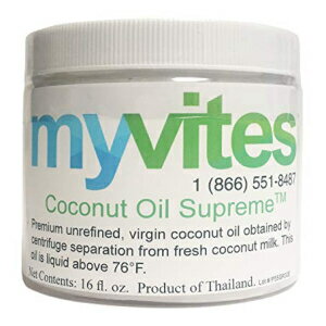 MyVites Coconut Oil Supreme, 16 Oz. Premium Pure Cold Pressed Virgin Coconut Oil for Nutritional, Skin, Hair and Therapeutic Uses