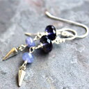 タンザナイト 短剣 スターリングシルバービーズジェムストーンドロップダングル付きアイオライトピアス Aerides Designs Iolite Earrings with Tanzanite, Daggers, Sterling Silver Beaded Gemstone Drop Dangles