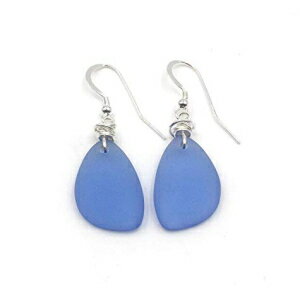 Aimée Trésor Jewelry Popular Dusty Blue Sea Glass Earrings with Handmade Knot and Sterling Silver Hooks, Great with Jeans, by Aimee Tresor