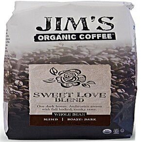 Jim's オーガニック コーヒー 全豆スイート ラブ ブレンド -- 11 オンス - 2 個 Jim's Organic Coffee Whole Bean Sweet Love Blend -- 11 oz - 2 pc