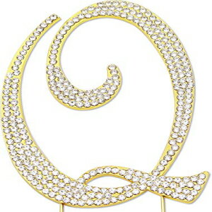 キラキララインストーンレターQケーキトッパー、誕生日、結婚記念日、ゴールドイニシャルQ Sparkly Rhinestones Letter Q Cake Topper, Birthday Wedding Anniversary Gold Initial Q