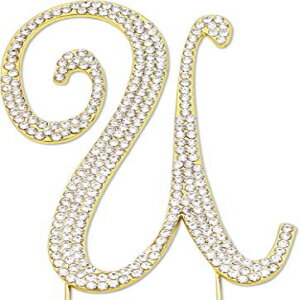 キラキララインストーンレターUケーキトッパー、誕生日結婚記念日ゴールドイニシャルU Sparkly Rhinestones Letter U Cake Topper, Birthday Wedding Anniversary Gold Initial U