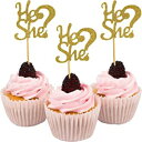 40pbNAOb^[S[hA_[̂yYAނ͔ޏHʔIp[eB[xr[V[JbvP[Lgbp[AfU[gfR[V-40pbN Pack Of 40, Glitter Gold, Darling Souvenir, He She? Gender Reveal Baby Shower Cupcake Topper