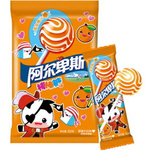 中国上海古典童謡ハードキャンディ フルーツ味ロリポップ 20個入 (オレンジミルク味) Chinese Shanghai Classical Childhood Hard Candy Fruit Flavor Lollipop 20 pcs (Orange milk flavor)