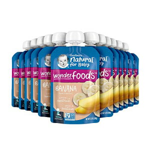 Gerber ベビーフードポーチ、シッター用 2 食目、ワンダーフーズ、バナナ、3.5 オンス (12 個パック) Gerber Baby Food Pouches, 2nd Food for Sitter, WonderFoods, Banana, 3.5 Ounce (Pack of 12)