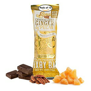 Bixby & Co. Bixby 12 Bars of Vegan Dark Chocolate - Gluten Free Ginger and Pecan Bulk Chocolate Bars - Non GMO Kosher Protein Snack with Clean Ingredients - Pack of 12 Gourmet Candy Bars, 1.5oz each