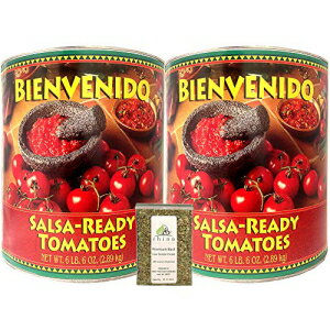 Bienvenido, ウルトラプレミアム サルサ レディー トマト、フレーバー インテンス チップ クリング ディップ ソース用、サイズ #10 缶 (6 ポンド、6 オンス) 102 オンス (2 個パック) + Rhino Fine Foods の無料のバジルの葉が含まれています、