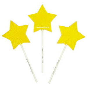 イエロースターロリポップ、ピーチ味、2インチロリポップ、24個、米国で手作り、1.5ポンド、Sparko Sweets Yellow Star Lollipops, Peach Flavor, 2