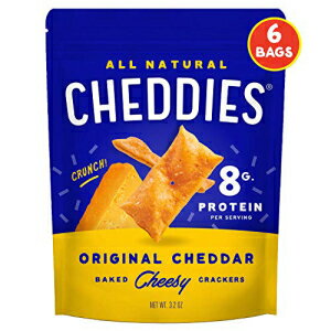 Cheddies、すべて天然プロテイン入りチェダークラッカー、チェダーチーズ、4.5オンス、(6個パック)、8gプロテイン、低炭水化物 Cheddies, All Natural Protein Packed Cheddar Crackers, Cheddar Cheese, 4.5 Ounce, (Pack of 6), 8g Protein, Lo
