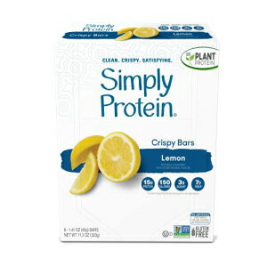 シンプリープロテインクリスピーバー。植物ベースのプロテインを含むクリーンで軽いクリスピーバー (レモン、6 パック - 24 個) SimplyProtein Crispy Bars. Clean and Light Crispy Bars with Plant Based Protein (Lemon, 6 Packs - 24 Count)