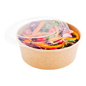 쥹ȥ󥦥 Х 44 饦ɥեȻƴ - 7 1/4 x 7 1/4 x 2 1/2 - 50ȥܥå Restaurantware Bio Salad 44 oz Round Kraft Paper Container - 7 1/4