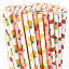 Zhanmai 200 Pieces Paper Straws Fruit Pattern Drinking Straws Strawberry Pineapple Orange Paper Straws 7.75 Inches Hawaiian Party Drinking Straws for Cocktail Summer Birthday Luau Party Supplies