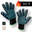 1 yAϔM܃I[uܑϔMo[xL[܃Opo[xL[ܑϔMϔM܃Lb`ϔM܃VRtO 1 PAIR Heat Resistant Gloves Oven Gloves Heat Resistant Black BBQ Gloves For Grilling BBQ Gloves Heat Res