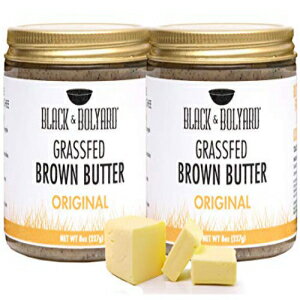 Black & Bolyard オリジナル ブラウンバター - 非遺伝子組み換え、砂糖不使用、無塩、グラスフェッドバター - キャラメル化&味付け - グルテンフリー ギーバター/清澄バター代替 - 2 x 8 オンス Black & Bolyard Original Brown Butter - Non-GMO
