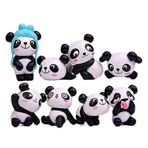 かわいいパンダのフィギュアのおもちゃ Kimkoala 8 個 いたずらなプラスチック ミニチュア パンダの置物 手作り 妖精の庭の装飾品 マイクロ風景の装飾 誕生日ケーキトッパー 子供へのギフト Cute Panda Figures Toys, Kimkoala 8Pcs Naughty Plastic Mi