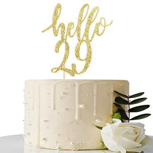 Hello 29 ケーキトッパー – 29歳の誕生日/29周年記念パーティーケーキデコレーション、29歳の誕生日/29周年パーティーデコレーション用品 (ゴールド、Hello 29) Hello 29 Cake Topper – 29th Birthday / 29th Anniversary Party Cake Decoration, 2