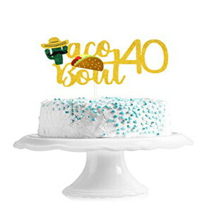 Caiwowo Taco Bout 40 Birthday Cake Topper - Fiesta 40th Birthday Party Glitter Taco Cactus Cake Supplies - Fabulous Forty - Mexican Summer Fiesta Party Decoration