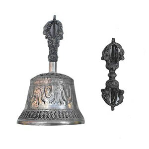 Tibetan Buddhist Meditation Bell and Dorje Set, Nepal Dharma Objects Enlightenment Bell,Handmade Meditation Altar Ritual Yoga Vajra Bell (15 x 9cm) WingPower Tibetan Buddhist Meditation Bell and Dorje Set, Nepal Dharma