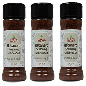 シェフズセレクト ホットハバネロパウダー（海塩入り）、2.75オンス（3個パック） Chef's Select Hot Habanero Powder with Sea Salt, 2.75oz (Pack of 3)