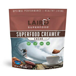 楽天GlomarketLaird スーパーフード非乳製品コーヒークリーマーカカオ、保存安定したスーパーフード非乳製品パウダークリーマー、グルテンフリー、非遺伝子組み換え、ビーガン、16 オンス バッグ、1パック Laird Superfood Non-Dairy Coffee Creamer Cacao, Shelf-Stable Supe